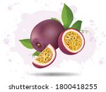 passion fruit and fruit slices... | Shutterstock .eps vector #1800418255