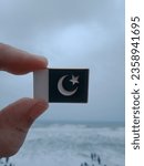 Small photo of Pakistan Flag__Flag with beach background__Pakistani Flag with background__Flag with sea waves__Flag Batches__Pakistani Flag batches