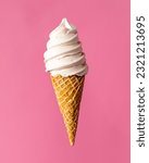 Small photo of ice cream cone on a pink background