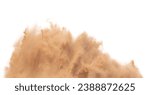 Small photo of Blur Defocus image of Small Fine Sand flying explosion, Golden grain wave explode blow. Abstract sands cloud. Yellow colored sand splash up in Air. White background Isolated high speed shutter freeze