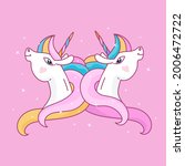 a pair of unicorns in pink... | Shutterstock .eps vector #2006472722