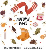 vector set of autumn icons with ... | Shutterstock .eps vector #1802281612