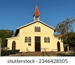Small photo of Photograph of the church of Santa Rosalia, designed by the same architect who made the Eiffel Tower. Baja california Sunset photography on the roads of Baja California, Sur.