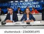 Small photo of president of the Popular Party, Alberto Nunez Feijoo and Cuca Gamarra during the meeting of the party's National Board of Directors, at the PP headquarters, on September 11, 2023 in Madrid, Spain