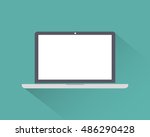 laptop icon flat style with... | Shutterstock .eps vector #486290428