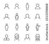set of 16 user thin line icons. ... | Shutterstock .eps vector #1013358868