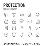 set of protection line icons.... | Shutterstock .eps vector #2107485782