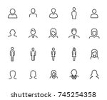 premium set of user line icons. ... | Shutterstock .eps vector #745254358