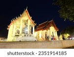 Small photo of Uthai Thani Thailand.20-08-2023. One of Thailand's ancient temples hosts an annual throwback event where visitors dress up in Thai national costumes. Blur picture.