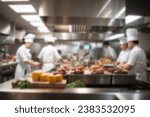 Small photo of Blurred background of a professional kitchen of a restaurant or hotel with chefs and cooks