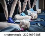 Small photo of Cpr being administered on training manakin