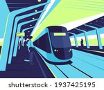 on a station platform. vector... | Shutterstock .eps vector #1937425195