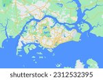 Comprehensive Singapore Map Vector Accurate and Detailed Cartographic Illustration for Graphic Design, Navigation, and Travel-related Projects in the Lion City