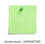 Green post it note with push pin