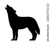 black silhouette of a howling... | Shutterstock .eps vector #1301571112