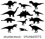 set silhouettes of dinosaurs.... | Shutterstock .eps vector #1914665572
