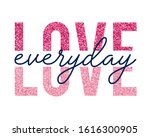 Love Slogan With Glitter...