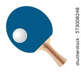 Blue Ping Pong Paddle And Ball  ...