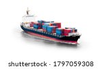 Container cargo ship isolated...