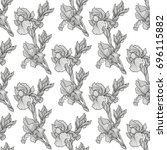 seamless pattern with iris.... | Shutterstock . vector #696115882