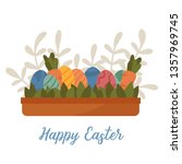 happy easter greeting card  egg ... | Shutterstock .eps vector #1357969745