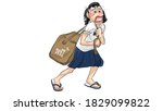woman holding bag character... | Shutterstock .eps vector #1829099822