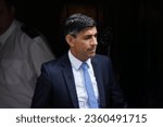 Small photo of Prime Minister Rishi Sunak departs 10 Downing Street, London, to attend Prime Minister's Questions at the Houses of Parliament on Sep 6, 2023.
