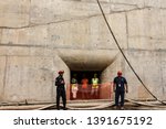 Small photo of Workers during the open doors at the Canal Ampliation Construction in May 10 2015. Nowadays this place is underwater