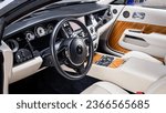 Small photo of Phoenix, AZ, USA September 25, 2023 Rolls Royce Wraith showing the steering wheel