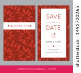 red wedding invitation template ... | Shutterstock .eps vector #1492720265