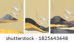 fuji mountain with gold foil... | Shutterstock .eps vector #1825643648