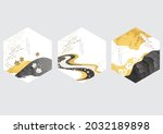 japanese background with gold... | Shutterstock .eps vector #2032189898