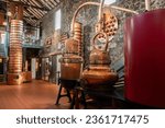 Small photo of An old Martinique rum distillery, now a museum with copper appliances