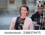 Small photo of Versailles, France, 20-09-2023 : Marie-Amélie Le Fur arrives before the State Dinner with Charles III and Queen Camilla at the Palace of Versailles.