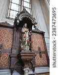 Small photo of Statue of Saint Catherine (Catharina) inside St Catherine's Church (Eglise Sainte-Catherine) – Brussels Belgium – 24 October 2023