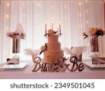 Small photo of wedding table cake bride seronomie wedding bride groom decoration sample candel light betrothal sign