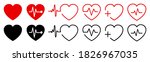 set red and black heart  pulse... | Shutterstock .eps vector #1826967035