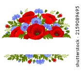 Banner With Wildflowers. Red...