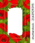 rectangle frame with red poppy... | Shutterstock .eps vector #2163929295