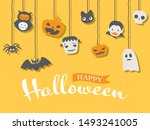 halloween cute character vector ... | Shutterstock .eps vector #1493241005