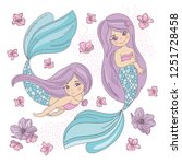purple mermaid sea underwater... | Shutterstock .eps vector #1251728458
