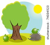 hedgehog and apple | Shutterstock . vector #74034523