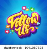 follow us memphis colorful card.... | Shutterstock .eps vector #1041087928