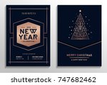 new year party rose gold... | Shutterstock .eps vector #747682462