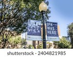 Small photo of Dallas, USA - November 6, 2023: poster at John F. Kennedy square in Dallas, the place where he was killed. Fitzgerald Kennedy.