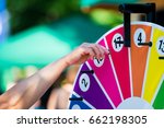 Wheel of fortune turning on a children's festival
