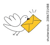 a bird is carrying an envelope. ... | Shutterstock .eps vector #2086721488