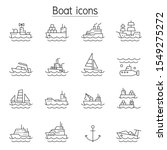 Boat Icons Set In Thin Line...