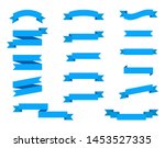 set blue ribbons banners flat... | Shutterstock .eps vector #1453527335