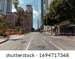 Empty streets in Downtown Los Angeles cause the  coronavirus pandemic emergency